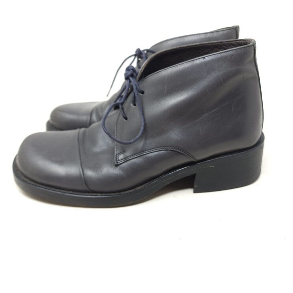 Kenneth Cole Mens Boots Vtg 90s Gray Leather Cap Toe Lace Up Chunky Italy Sz 7.5 - Picture 4 of 8